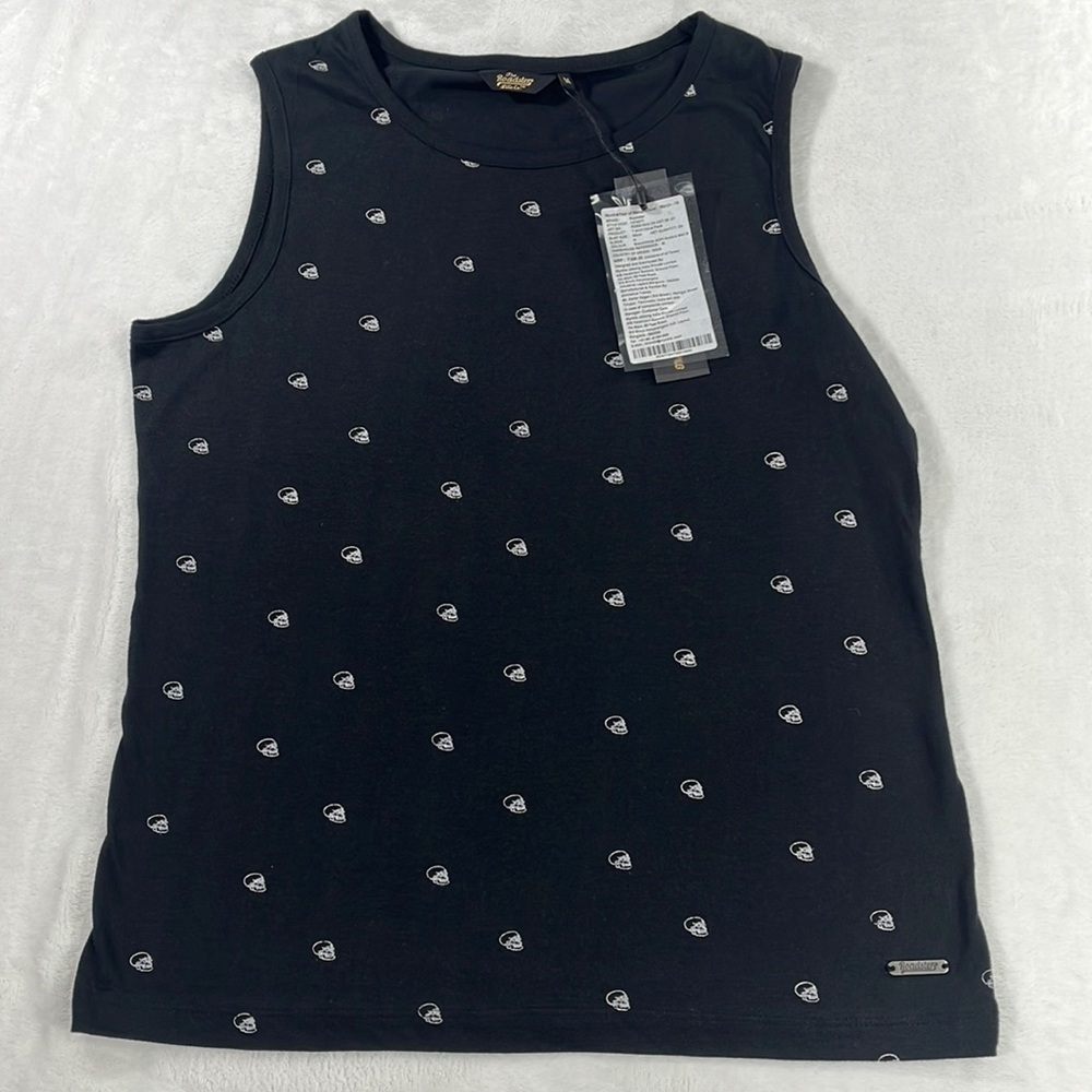The‎ Roadster Life Co Skulls Womens M 100% Cotton Novelty Black Sleeveless Shirt